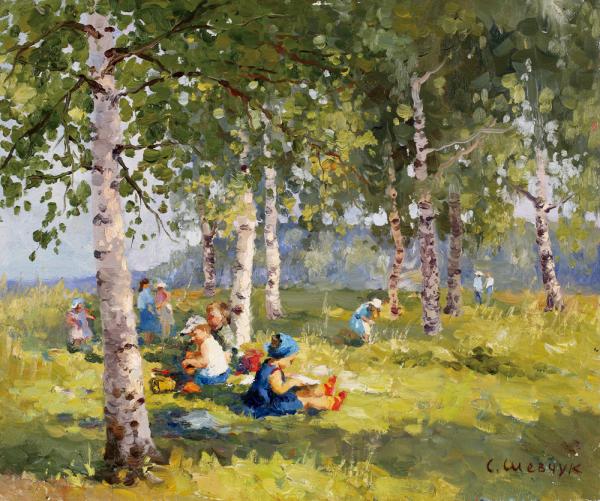 斯威特莱娜  白桦林里    50cm×60cm   布面油画  2006年