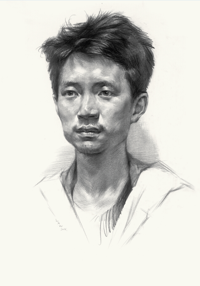 刘新旺素描男青年